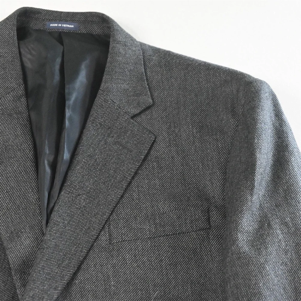 Stafford 46R‎ Gray Merino Wool Classic Mens Blazer Suit Jacket Sport Coat